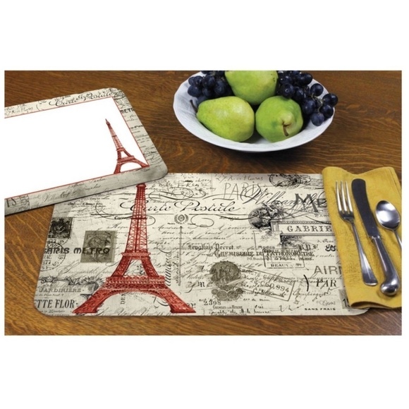 Paris Eiffel Tower Placemats Vintage Paris Reversible Set of 4 Placemats - Picture 2 of 3